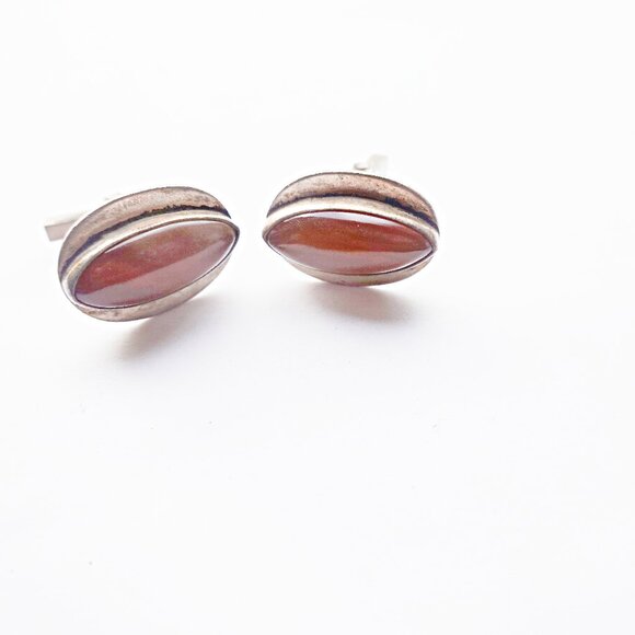 Vintage signed STERLING Gemstone Cufflinks - Picture 1 of 2